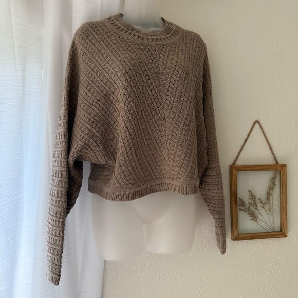 Promesa Brown Crew Neck Sweater with Textured Knit Womens Medium - Picture 2 of 6